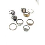 Selection of vintage and later rings includes silver rings etc