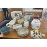 Selection of ceramic planters and pots largest measures 10 inches tall