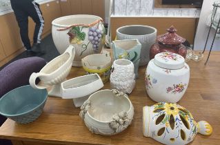 Selection of ceramic planters and pots largest measures 10 inches tall