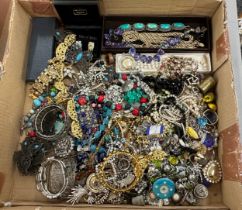 Box of vintage costume jewellery