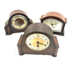 Selection of 3 vintage wooden mantel clocks, to include maker Smiths, all untested