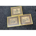 Three framed Finley signed prints of Leicester scenes largest measures approx 11 inches wide, Height