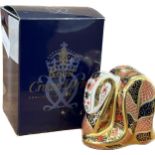 Royal Crown Derby paperweight, imari snake, with box