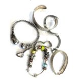 Selection of assorted silver bracelets