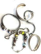 Selection of assorted silver bracelets