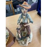 Vintage Capodimonte figure on a wooden base and 1 other, tallest measures approximately 12 inches