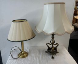 2 Vintage brass base lamps, untested