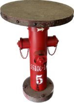 Novelty fire hydrant lamp table, overall height 31 inches, Diameter of top 20 inches