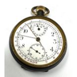chronograph up / down dial open face pocket watch the watch is not ticking gun metal case no watch