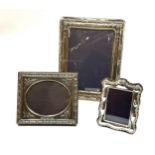 3 vintage silver picture frames largest measures approx 15cm by 11cm