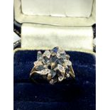 9ct Gold Sapphire & Diamond Cluster Ring (2.7g)