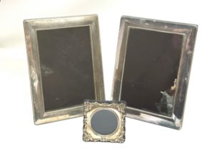 3 vintage silver picture frames largest measures approx 18cm by 13cm