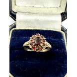 9ct Gold Vintage Garnet Cluster Dress Ring (1.9g)