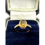 9ct Gold Citrine & Diamond Halo Dress Ring (2g)