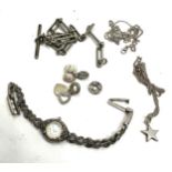 Selection of silver jewellery inc pandora charms watch chain etc weight 60g