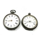 2 antique silver fob watches 1 missing bow untested