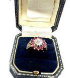 9ct gold diamond & ruby ring (5g)
