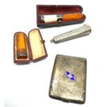 Selection of silver items includes cheroot holders etc