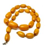 Vintage Amber / bakelite bead necklace internal streaking weight 70g