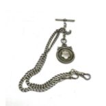 Silver double albert watch chain and football league div 11 silver fob sunlight laundry reserves v