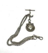 Silver double albert watch chain and football league div 11 silver fob sunlight laundry reserves v