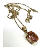 9ct gold vintage mystic topaz set pendant necklace (3.8g)
