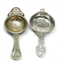 2 Silver tea strainers