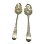 Pair of georgian silver berry spoons london silver hallmarks