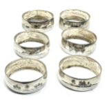 6 silver niello napkin rings