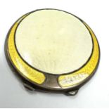 silver & enamel compact mirror cracked enamel chip