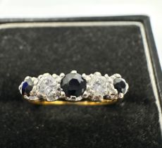 18ct gold sapphire & diamond ring weight 3g