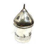 Silver & niello lidded trinket pot measures height approx 11cm by 6cm dia