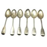 6 antique irish silver tea spoons