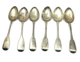 6 antique irish silver tea spoons