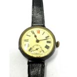 1925 silver trench style wrist watch the watch is ticking