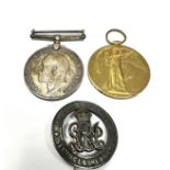 ww1 medal pair & silver war badge to pte e.a.jackson r.a.m.c badge No 450183