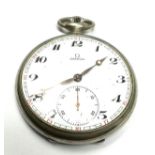 Omega open face pocket watch cal 161 engraved back nickel case the watch is not ticking