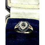 9ct Gold Sapphire & Diamond Heart Cluster Ring (2.7g)