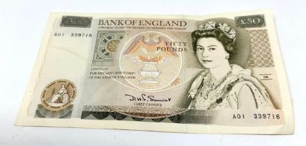 Bank of England SOMERSET £50 Banknote