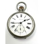 Finnigans 8 day open face pocket watch the watch is ticking nickel cased