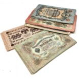 Selection of antique russian banknotes used condition