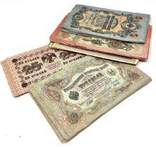 Selection of antique russian banknotes used condition