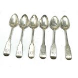 6 Georgian scottish silver tea spoons