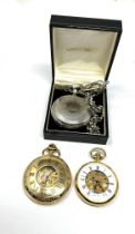 3 modern mount royal mechanical pocket watches all are ticking