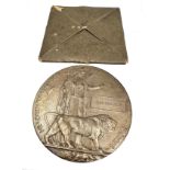 ww1 death plaque & card folder to tom hartley