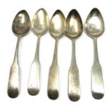 5 georgian silver tea spoons