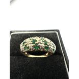 9ct Gold Diamond & Emerald Dress Ring (2.8g)