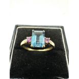 9ct Gold Blue Topaz & Pink Sapphire Ring (2.2g)