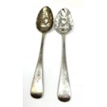 Pair of georgian silver berry spoons