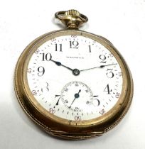 Antique waltham gold plated open face pocket watch the watch is not ticking